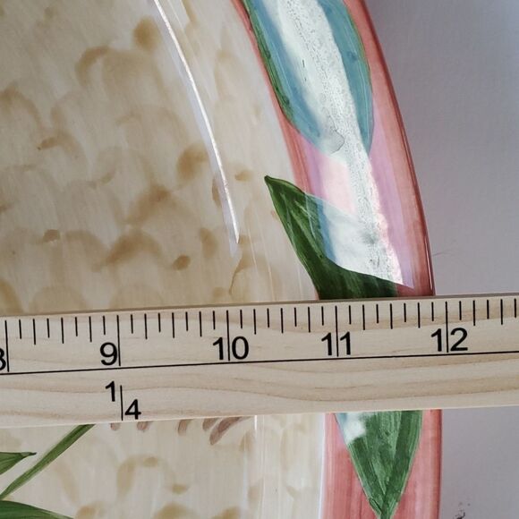 GATES WARE TROPICAL PALM TREE OVAL SERVING PLATTER GREEN BEIGE CORAL CERAMIC - Picture 6 of 9